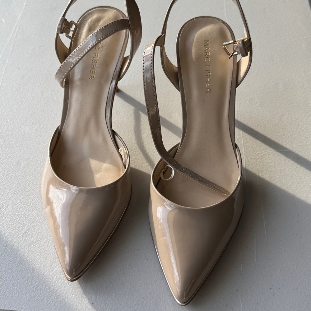 Beige Patent Leather Heels